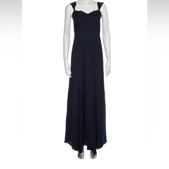 Reformation poppy navy blue maxi off the should sweetheart neckline gown - Picture 5 of 7